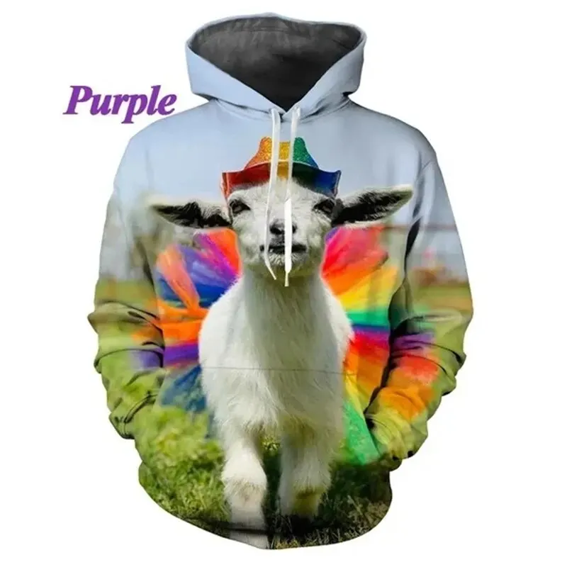 thumbnail image 1 of Sudadera con capucha con estampado de ovejas divertidas y personalidad para hombre, moda informal, unisex, estampado 3D de animales, sudaderas gráficas, tops, 1 of 5