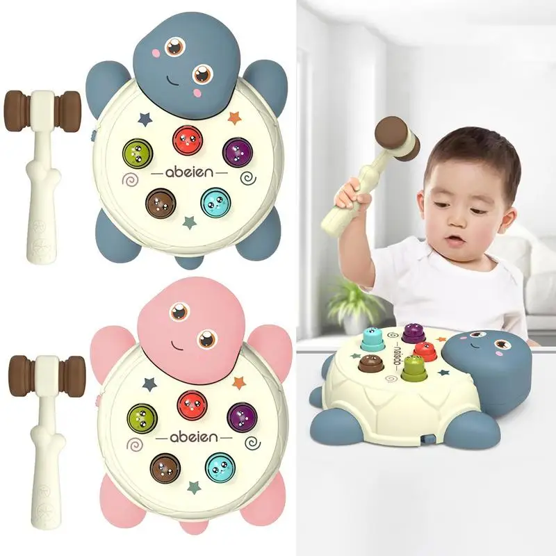 

Wack A Mole Game Toy Turtle Interactive Pounding Toys 2Modes Music And Light Up Early Educational Developmental Toy Hammers Toy