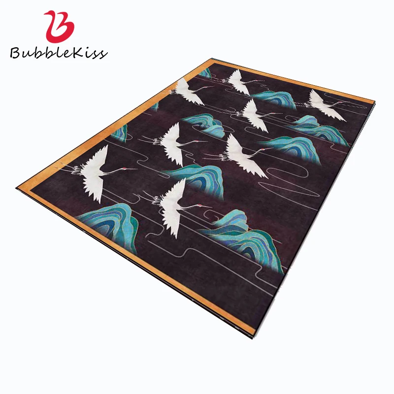 Bubble Kiss Light Luxury Chinese Style Carpet Flying Crane Design Living Room Carpet Bedroom Decoration Rug Customized Floor Mat