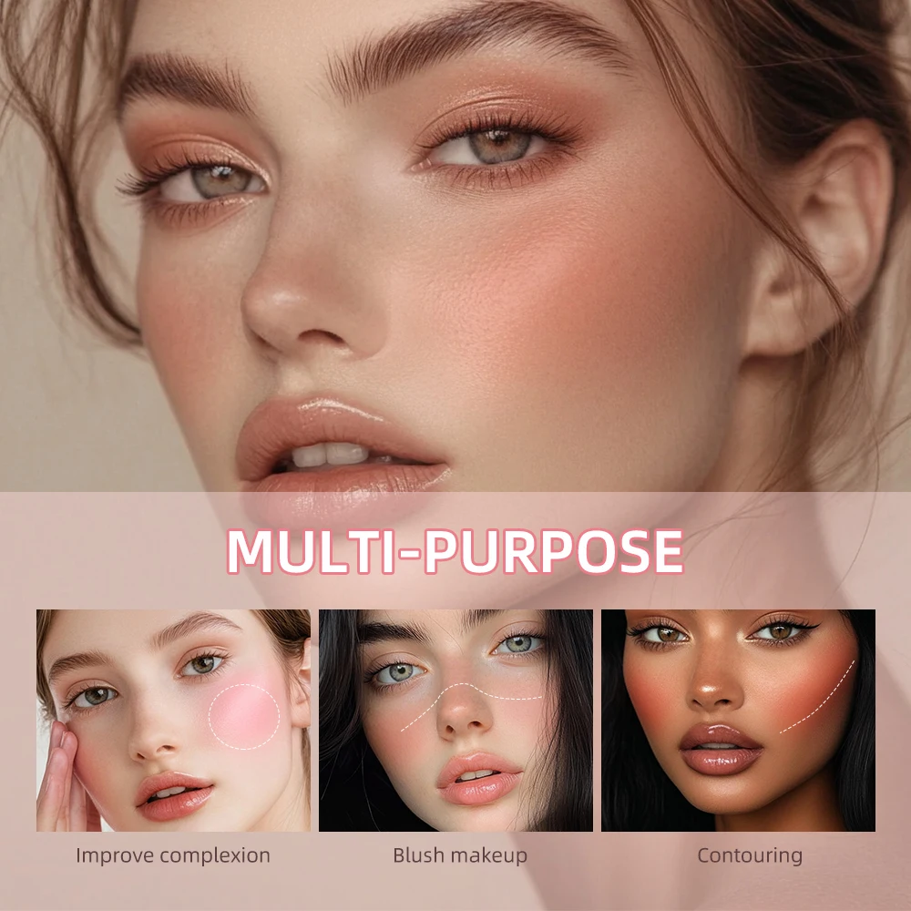 3 Colors Multi-Use Shimmer Soft Face Blusher Powder Tinted Solid Moisturizer Stick For Cheek & Eyes & Lips Korean Face Cosmetics 6