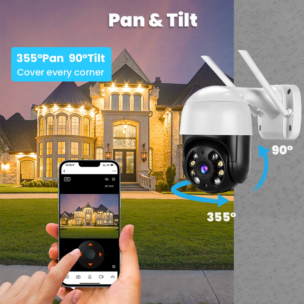 4K 8MP PTZ Wifi IP Camera Esterna 4X Zoom Digitale AI Rilevamento Umano Telecamera Senza Fili H.265 P2P Audio 1080P 5MP Telecamera di Sicurezza CCTV - immagine 6