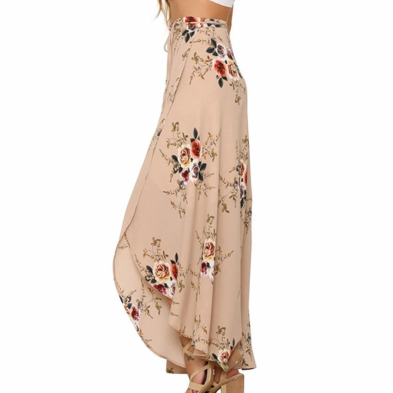 Women Summer Hight Waist Maxi Skirt Pleated Beach Chiffon Long Casual Boho Skirt Lingerie Shorts to Wear under Skirts