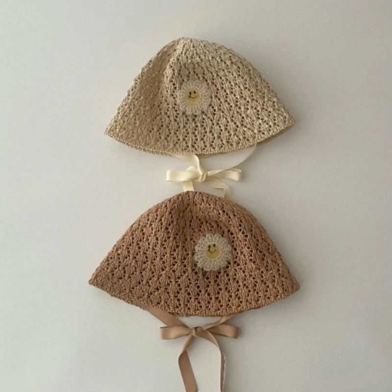 1-7Y Newborn Baby Girls Boys Kids Lace Trap Hats Princess Summer Bucket Straw Sun Hat Cap straw hat baby sun hat outdoor sun hat