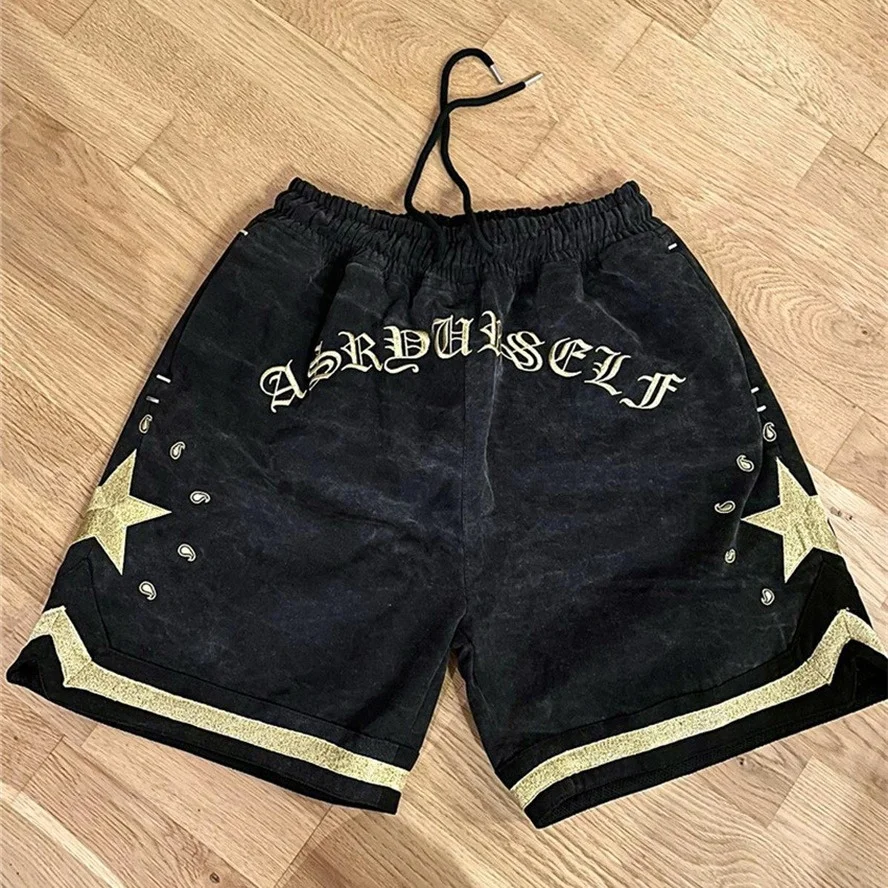

Canvas Men Women Black Embroidery Breechcloth Washed Heavy Fabric Askyurself Shorts