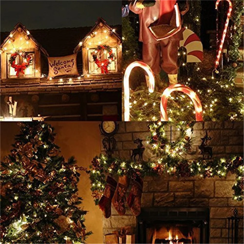 Waterproof solar-powered LED string lights in 10m or 20m lengths, designed for outdoor use 0021