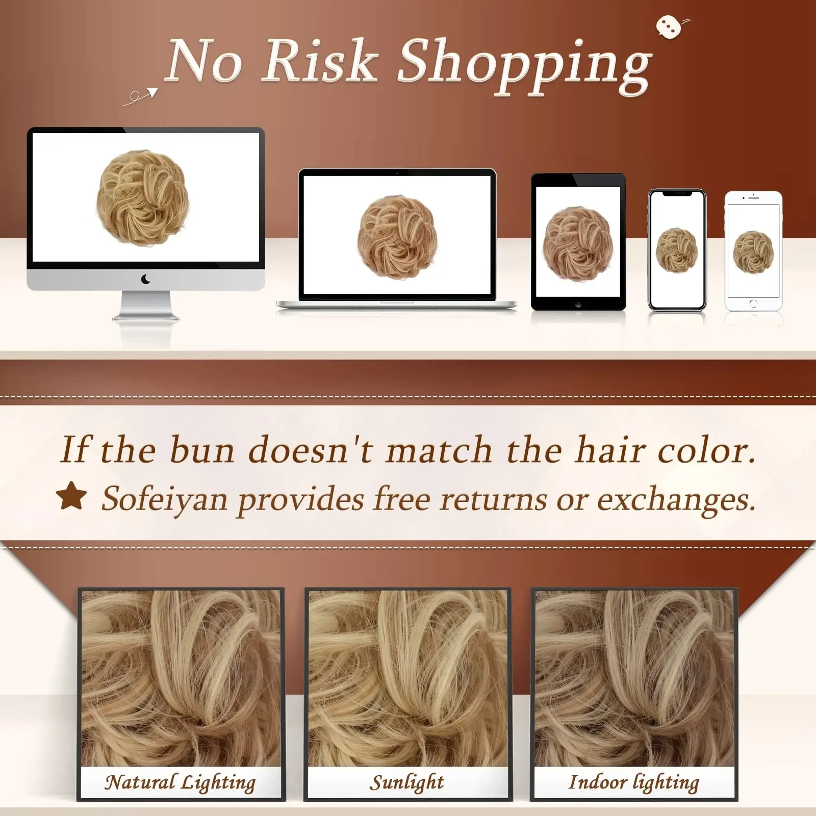 Synthetic Hair Clip Bun Chignon for Women and Girls