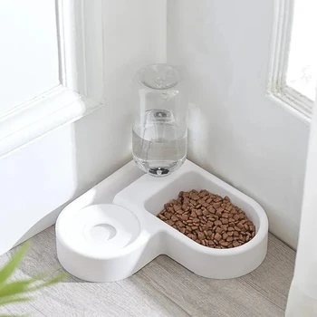 Ciotola doppia per animali domestici Ciotola per cani Set di ciotole per gatti Ciotola per alimentazione e bere automatica Ciotola per cibo antiribaltamento per cani e gatti di piccola taglia
