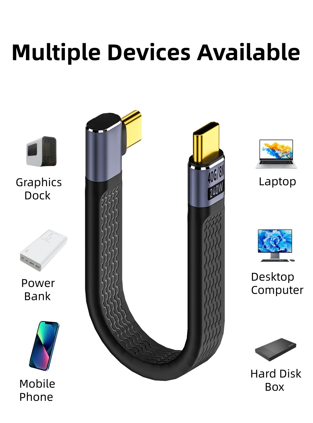 ƮϿ USB4 ª Ʈ  ̺, Ʈ 4/3 ȣȯ, 40Gbps   , 8K 60Hz HD , PD240W  