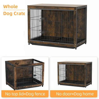 Spacious Dog Cage Furniture End Table Pet Kennel Crate Indoor Wooden Furniture Brown Medium and Large Animal Cage 5