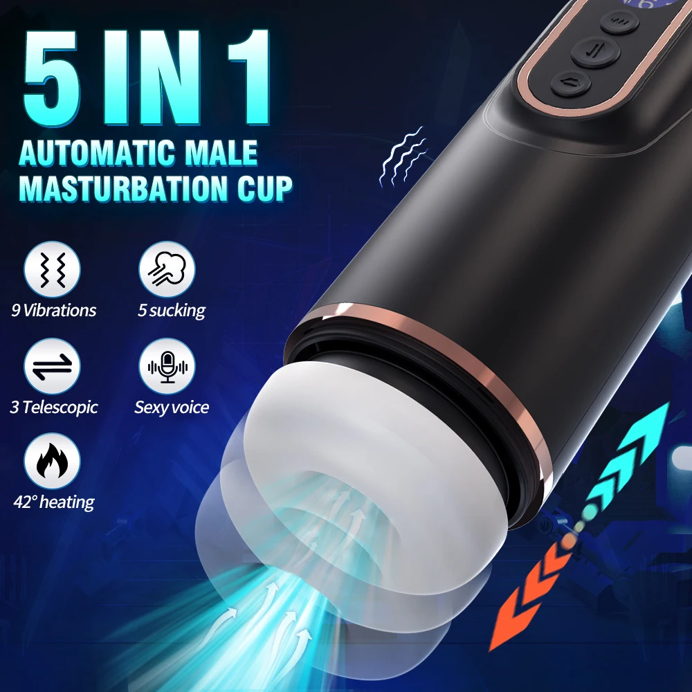 Automatic Male Masturbators Cup Telescopic Rotation Sucking Blowjob Vagina Heating Pocket Cat Penis Piston Masturbation AdultToy
