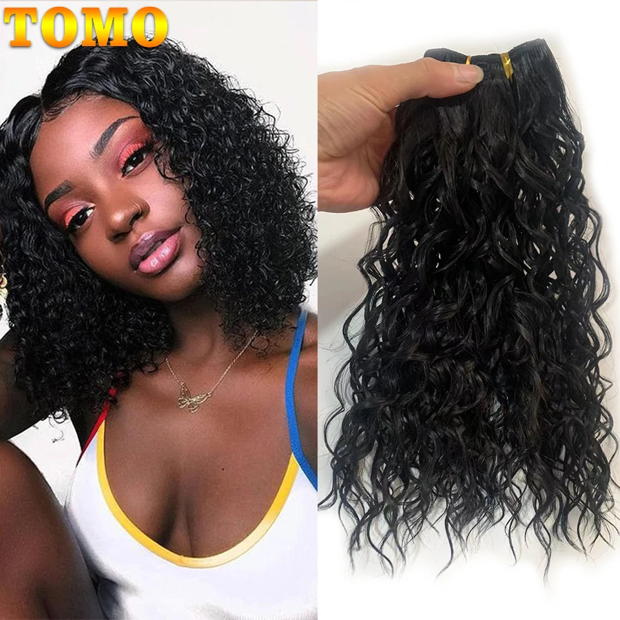 

Короткие кудрявые синтетические волосы TOMO, Искусственные черные, 3 шт., 10, 12, 14 дюймов, термостойкие волосы для черных женщин