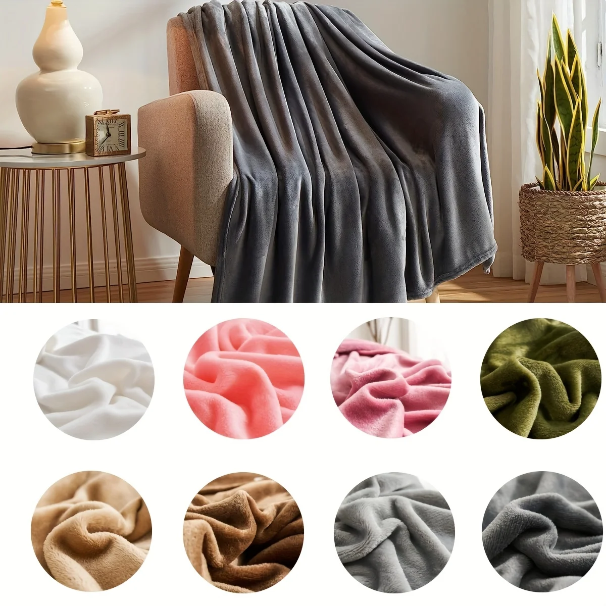 

Solid Color Flannel Blanket Soft Cozy Warm Air Conditioning Throw Blanket Nap Blanket For Bed Sofa Gift For Boy Girl Adult