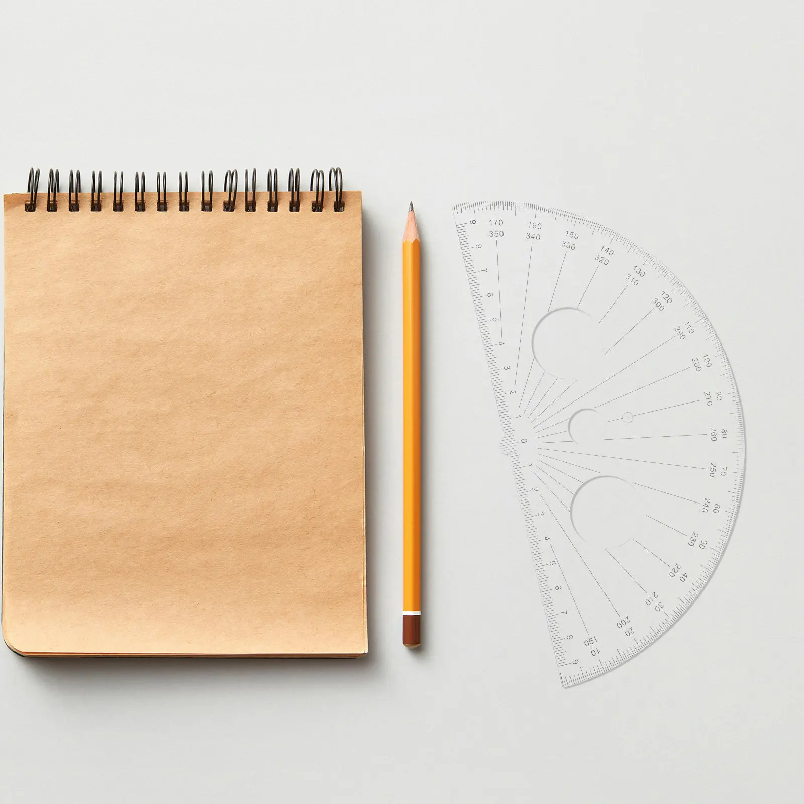 3Pcs 투명 플라스틱 각도기 자 세트 학생 교사 제도용 180도 반원형 정밀 각도 측정 도구