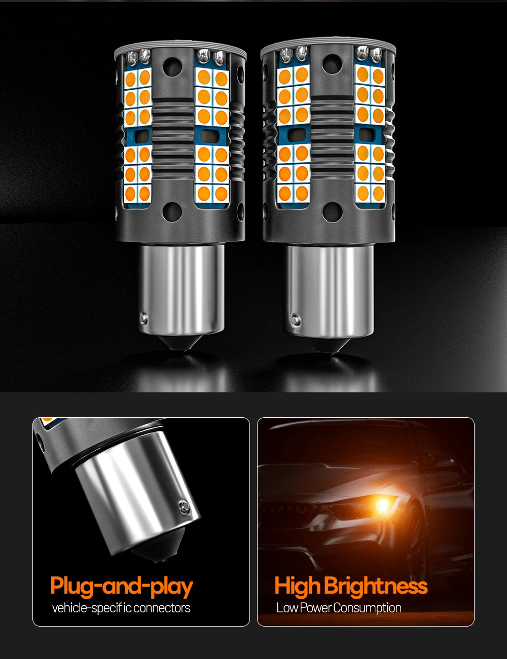 2 Stück LED-Blinkerleuchte Canbus PY21W 7507 BAU15S für Suzuki Alto Baleno Celerio Kizashi Swift MK5 SX4 Wagon R – Detail 8
