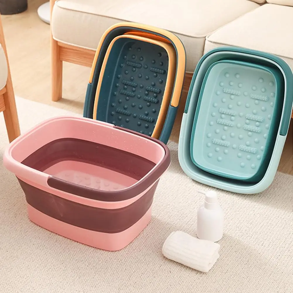 Foot Soaking Bath Basin with Handle Large Capacity Portable Massage Foot SPA Folding Bath Bucket Bathroom Supplies