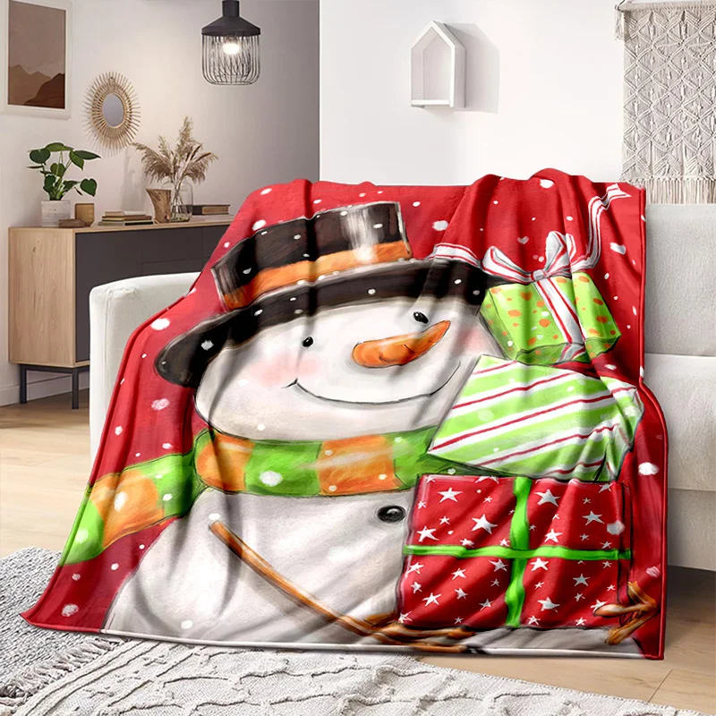 

Christmas Snowman Throw Blankets Winter Holidays Soft Fleece Blanket Decor for Home Living Bedroom Sofa Couch Chair Child Gift
