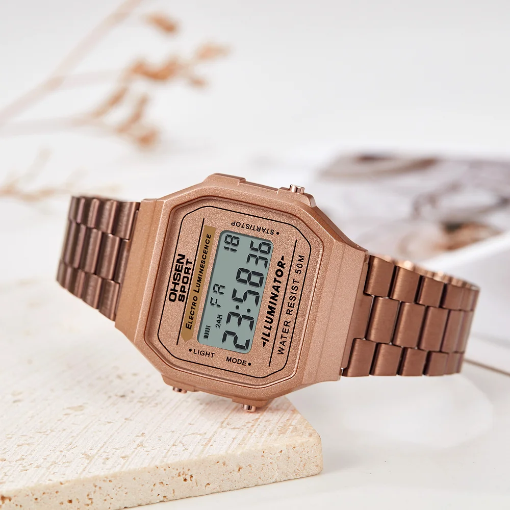 Digital Watches for Women Luxury Gold Ladies Sport Watch reloj mujer Stainless steel Electronic Watch Alarm Clocks Gifts 6