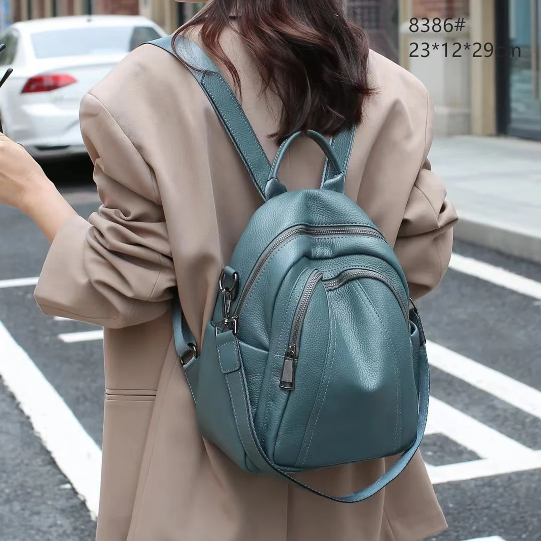 

Genuine leather Women's Backpack Simple casual large capacity travel Knapsack Head layer cowhide commuter handbag