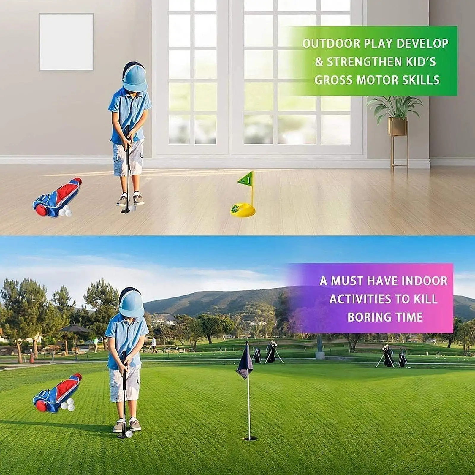 Kids Golf Toys Set Toy Sports Golf with Ball and Club Educational Toy Garden Game Training for and Girls Children