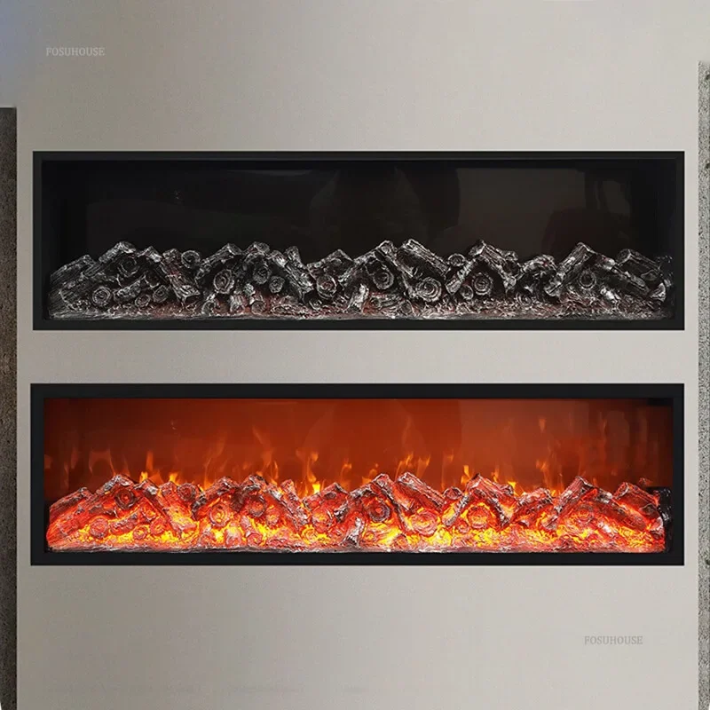 เตาผิงโลหะทันสมัยสำหรับตู้วางทีวี ให้ความอบอุ่นด้วยไฟฟ้า เปลวไฟจำลอง เตาผิงหรูหราสำหรับใช้ในบ้าน ห้องนอน 1
