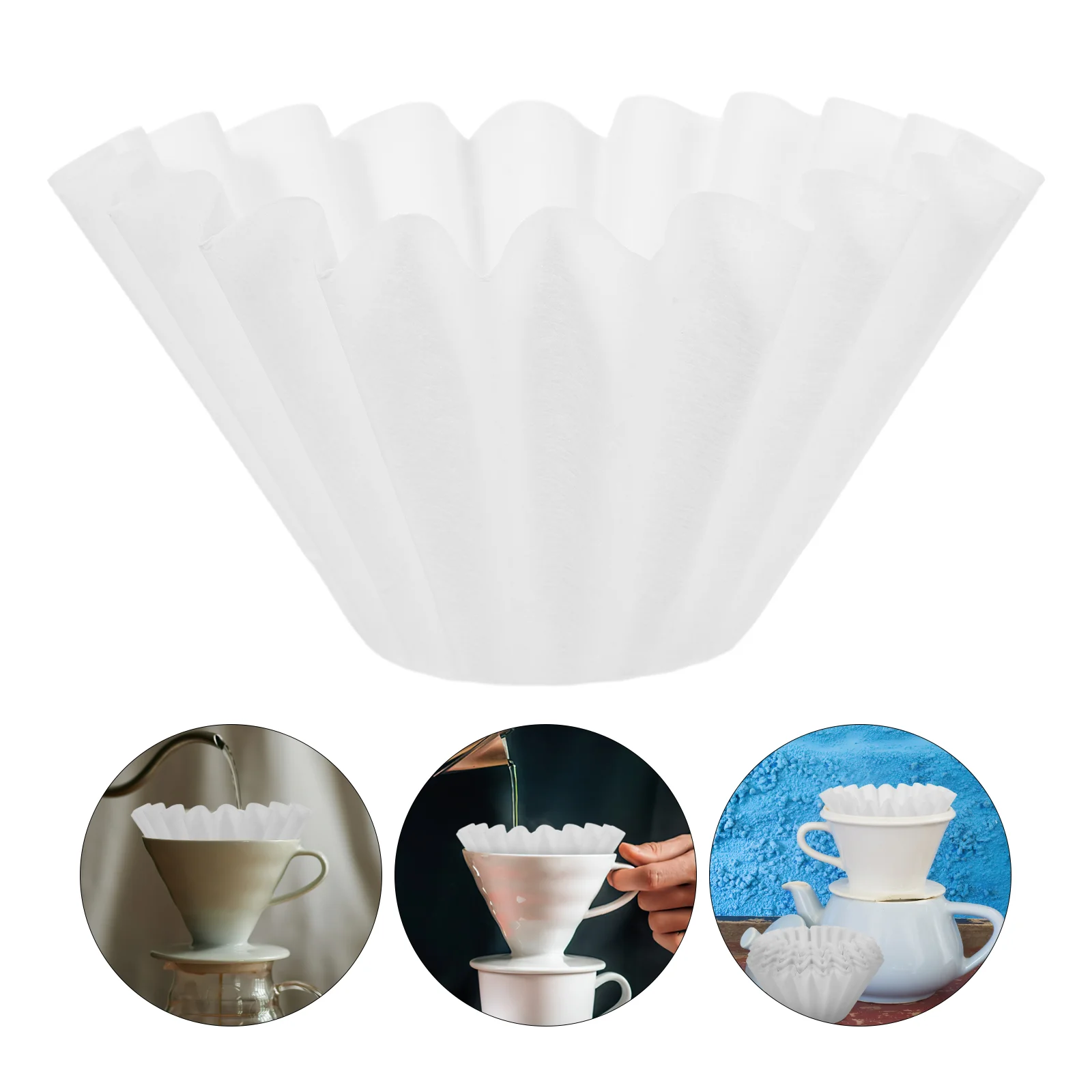 

50 Pcs 50pcs Coffee Filter Drip Type Hand-brewed Paper Cake Bowl Cup Strainer Cups for Filtering Espresso Ripple Powder