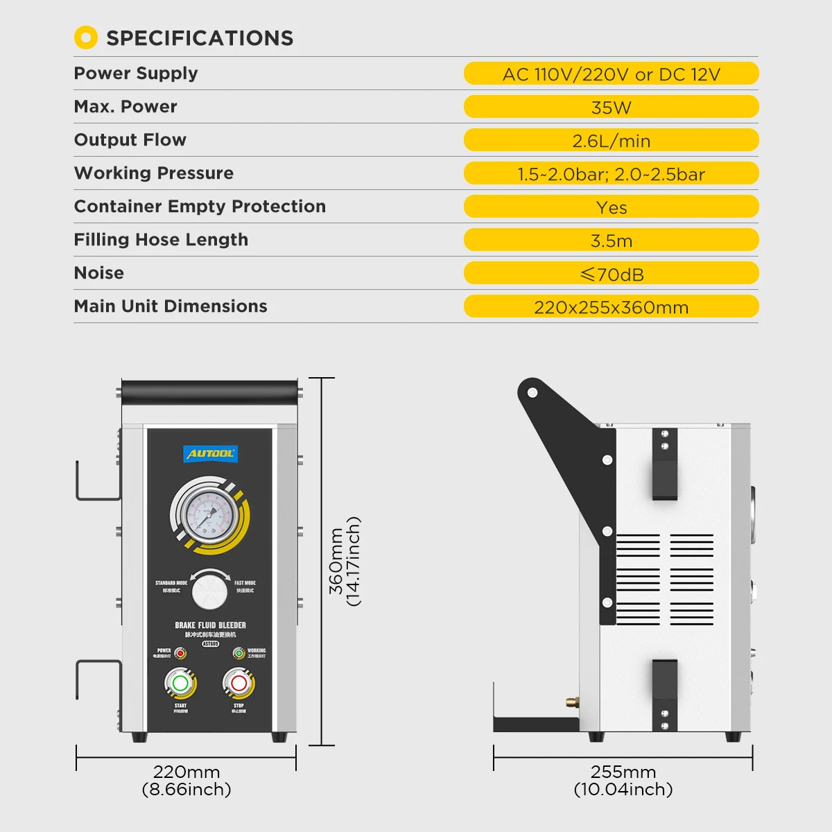 Purgeur frein électrique 2.5 bar