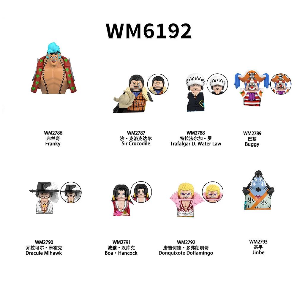 Anime One Piece Series Action Figures Trafalgar D Water Law Dracule Mihawk Building Blocks Doll Desktop Ornament Holiday Gifts