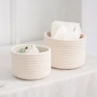 Handmade Woven Cotton Rope Woven Storage Basket Desktop Organizer Sundries Toys Comestics Keys Snacks Box Sundries Organizer 1