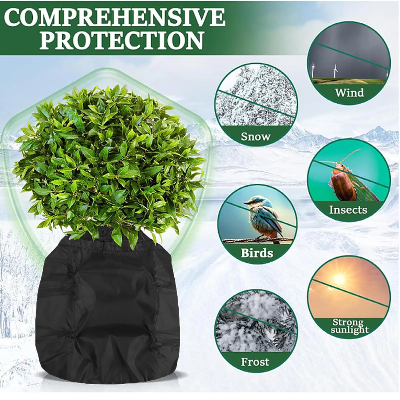 Plant Pot Protection Cover Oxford Cloth Aluminum Foil Thermal Flower Pot Protection Bag for Winter Garden Outdoor Potted Plants