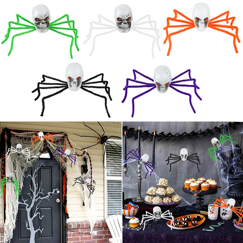 

Halloween Skull Spider Scary Props Haunted House Spider Halloween Decoration Simulation Tricky Toy Party Bar KTV Supplies