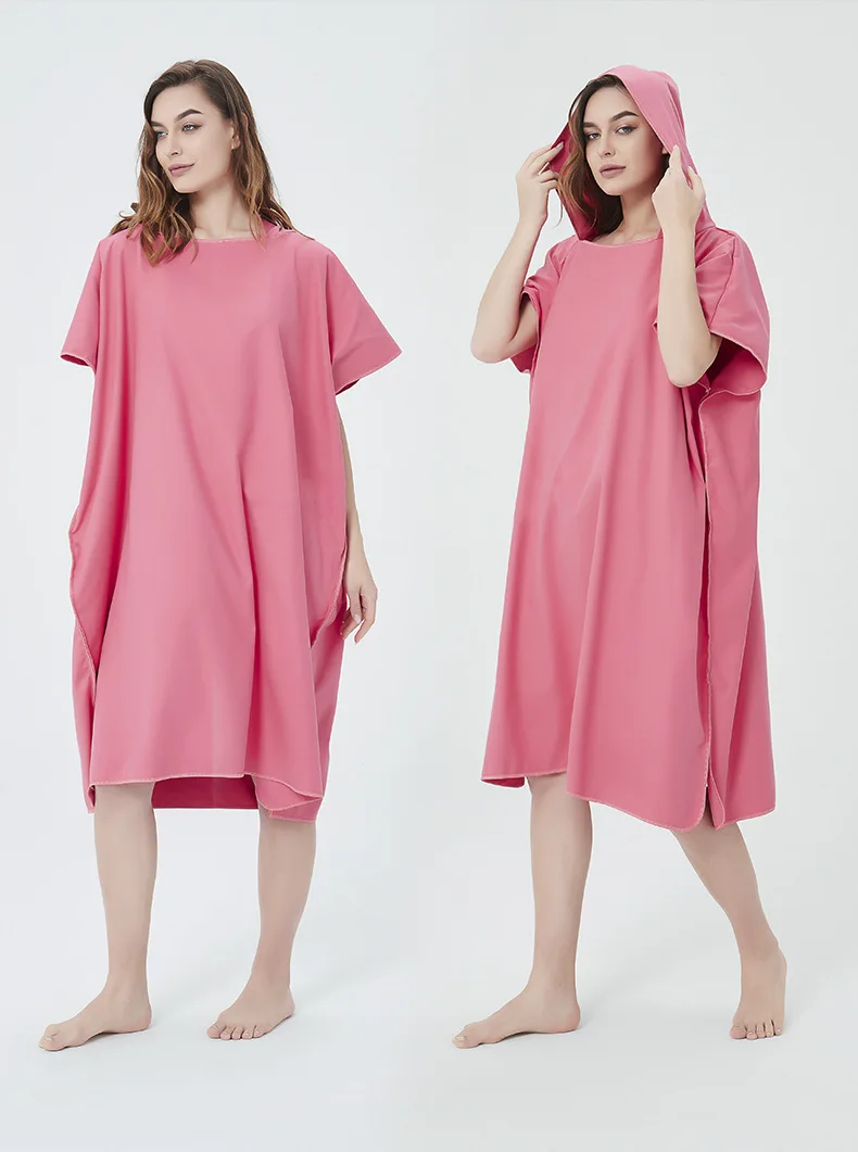 Quick-drying cloak double-sided fleece hooded bath towel Absorbent quick-drying diving swimming beach adult change bathrobe