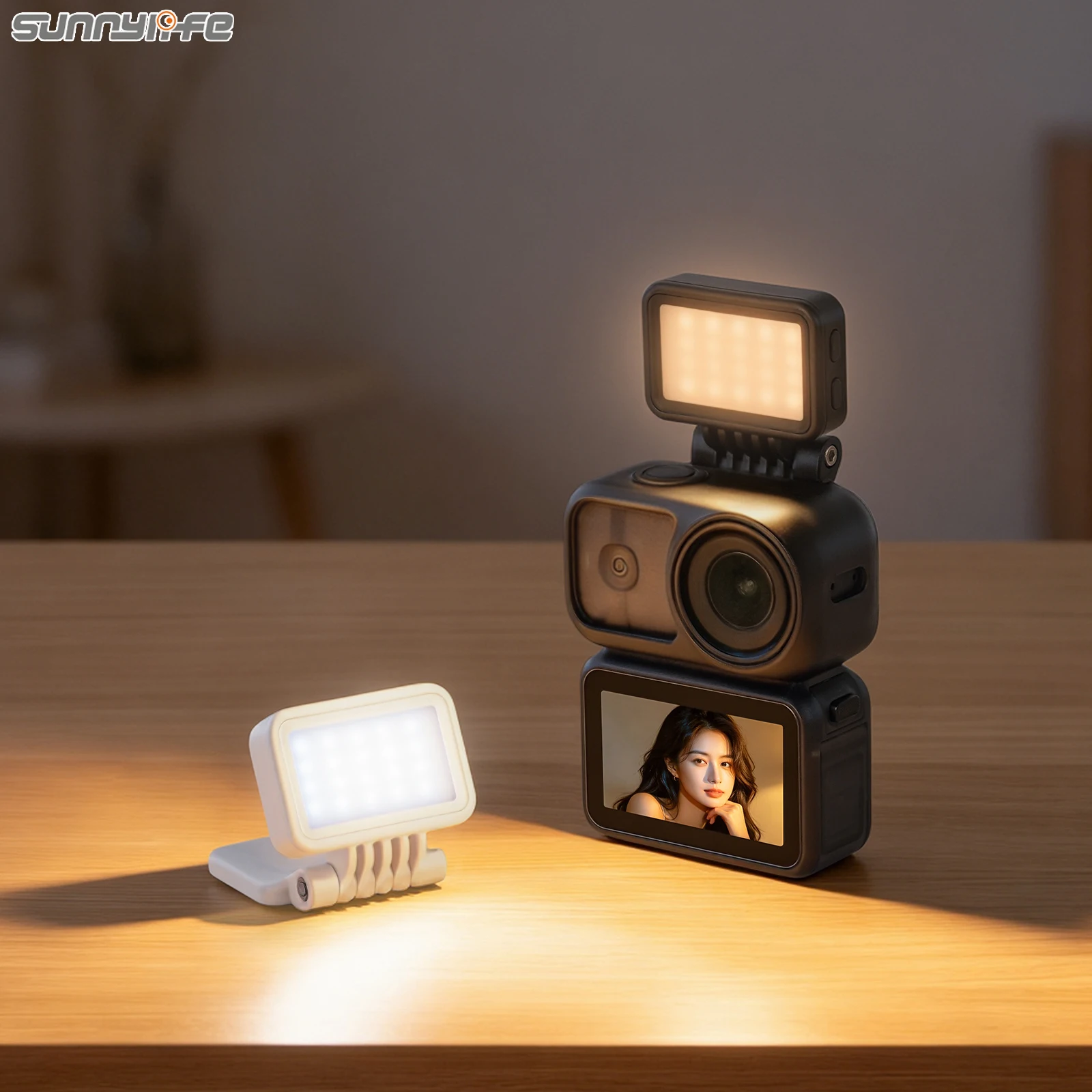 써니라이프 접이식 조절 가능 마그네틱 필 라이트 DJI 오즈모 나노 스포츠 카메라용 LED 비디오 라이트 조절 가능 3색 소프트 라이트