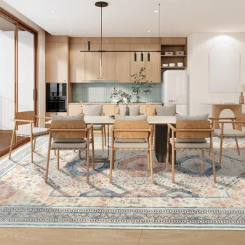 NOAHAS Washable Rugs for Living Room Non Slip Vintage Rug Faux Wool Floral Rug for Bedroom Dining Room Carpet Rug for Room Decor 2