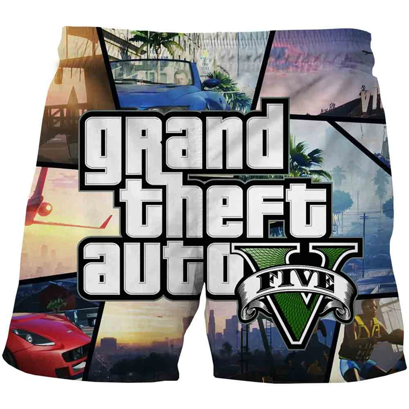 New GTA 5 Grand Theft Auto Game 3D printed swimming trunks Men Summer Casual Shorts Beach Pants boys Swimwear Vacation Beachwear 4