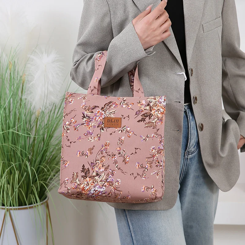 Vintage-Handtasche mit großem Fassungsvermögen und Lunchbox-Aufbewahrungstasche für Arbeit, Pendeln, Einkaufen, tragbare Mutter-Stoff-Einkaufstasche – Detail 18