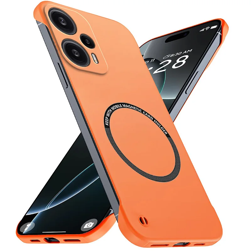 Magnetische, schlanke Handyhülle für Xiaomi POCO F5 POCOF5 Pro 5G, rahmenlose Handyhülle, matt, kratzfest, harte PC-Abdeckung, randlose, stoßfeste Rüstung
