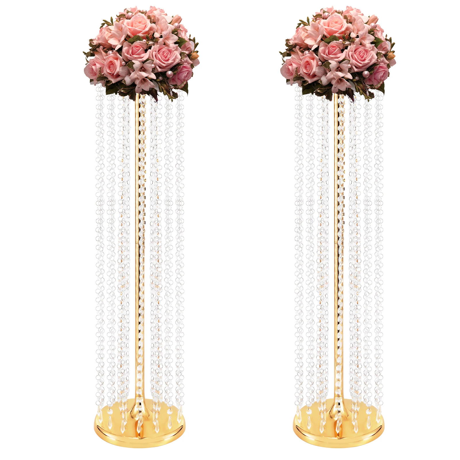 Wedding Flower Stand Wedding Centerpieces Flower Vases Crystal 2 Pcs 35.4inch Tall for Party Tables Decorations