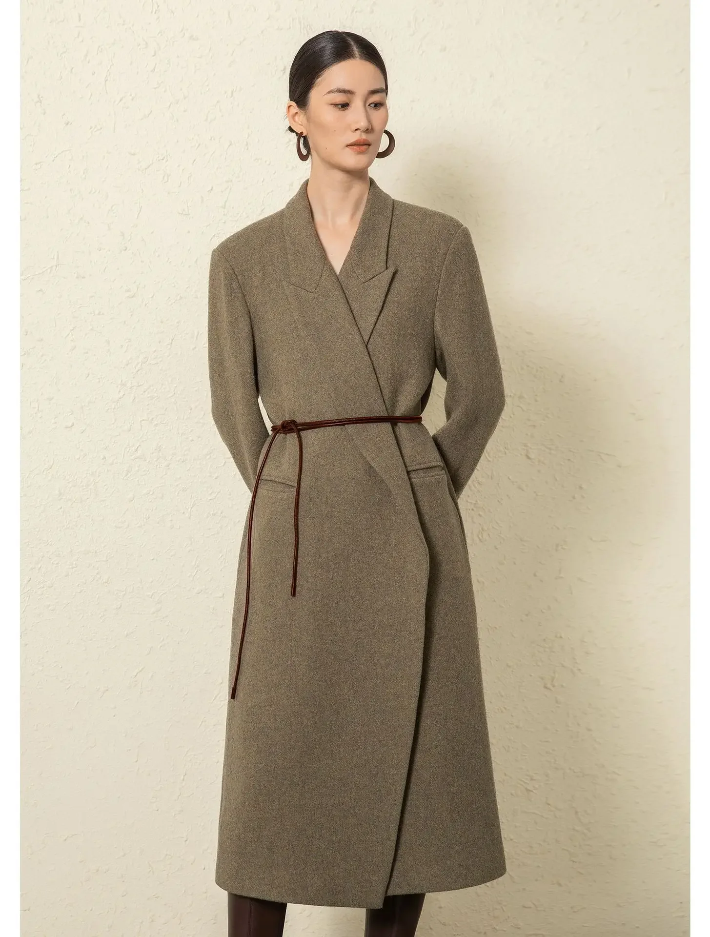 

R * ow 2023minimalist runway style Mela wool women's long coat