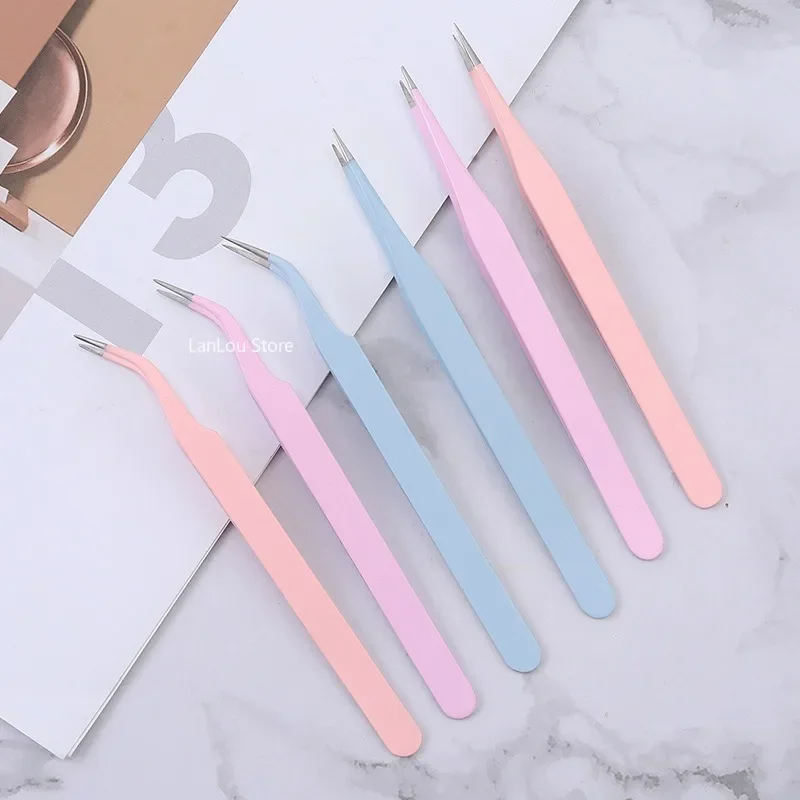 Eyebrow Tweezers Stainless Steel Slant Tip Hair Removal Makeup Tool Kit Eyelashes Extension High Precision Anti-Static Tweezers 3