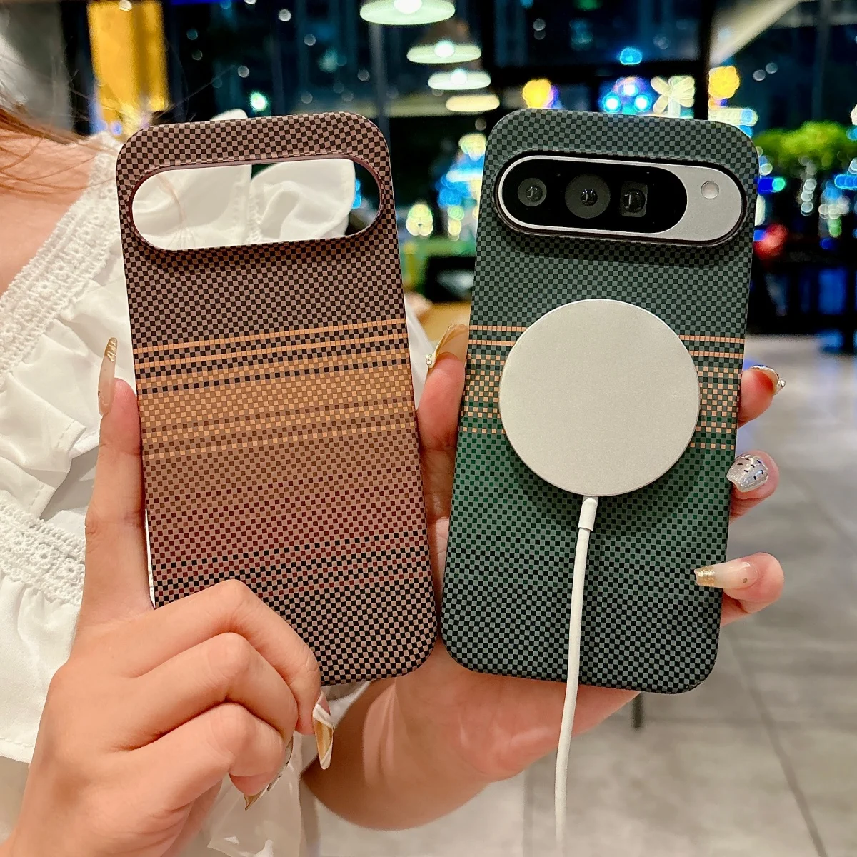 Carbon Fiber Kevlar Pattern Magnetic Phone Case - Slim Hard Plastic Cover