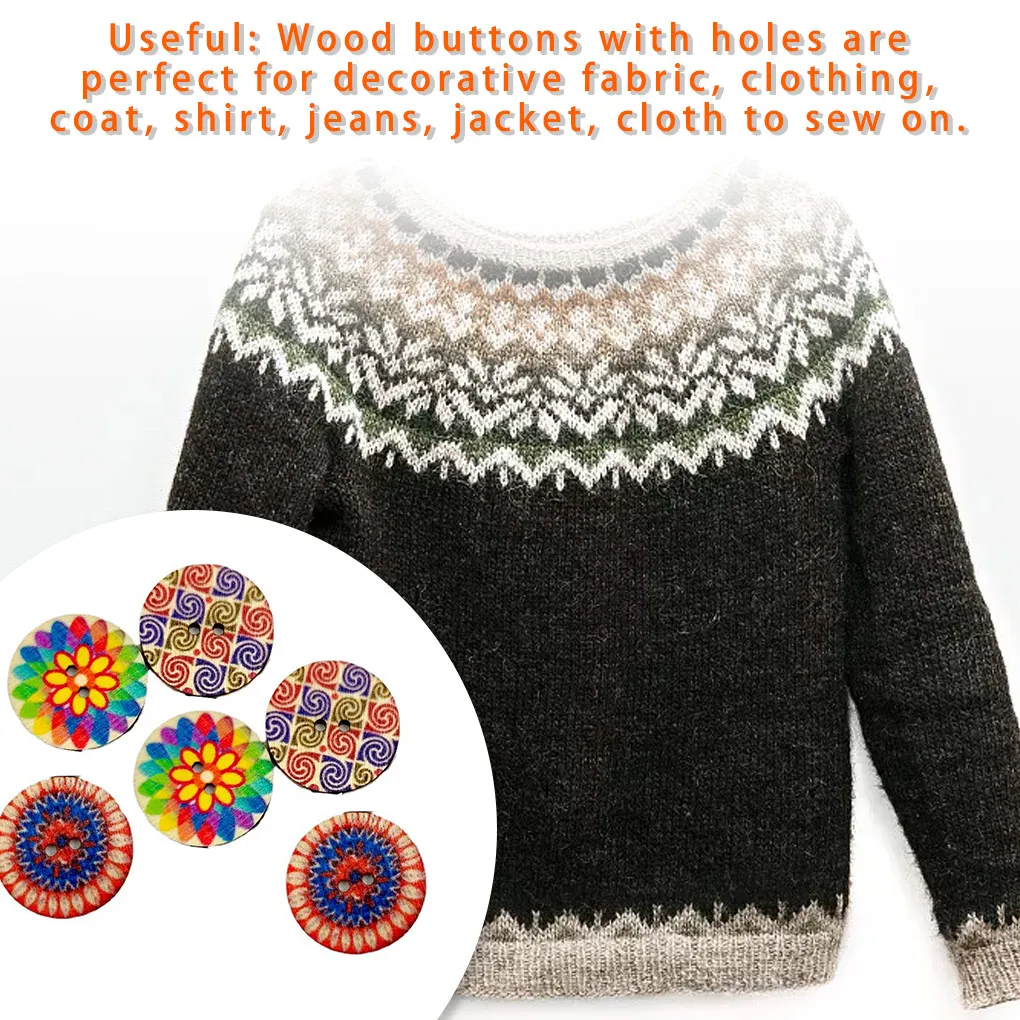 100 Pcs Wood Button Scrapbooking DIY Crafting Knitting Round Button Ornament Shirt Jeans Useful Wooden Fastener 25mm 5