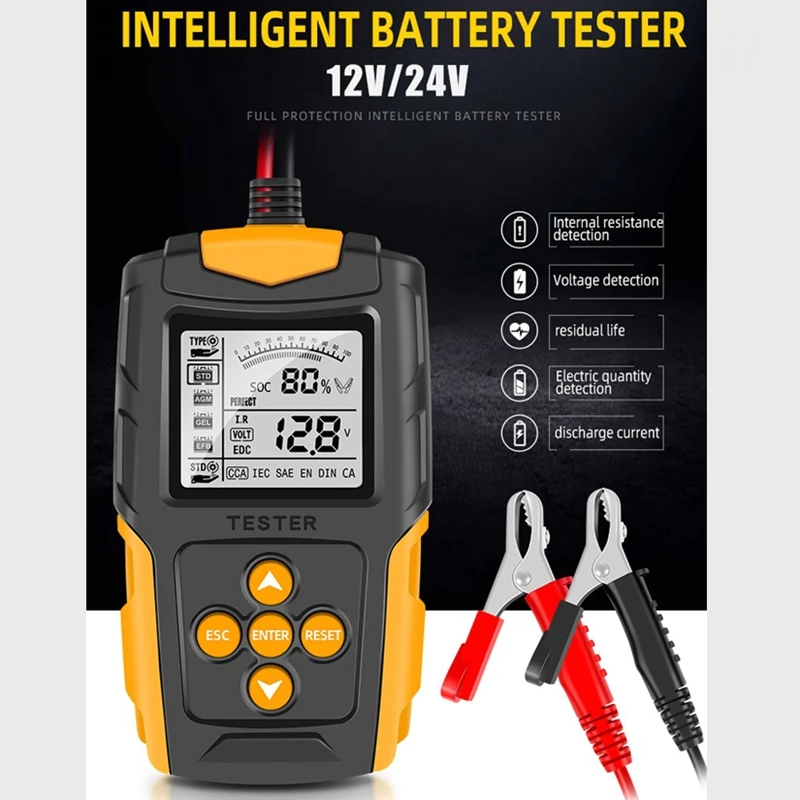 Tester Per Batterie Per Auto 12V 24V Strumenti Diagnostici Per Scanner Di Ricarica Per Veicoli Digitali Analizzatore Di Batterie Agm Al Piombo 3Ah-200