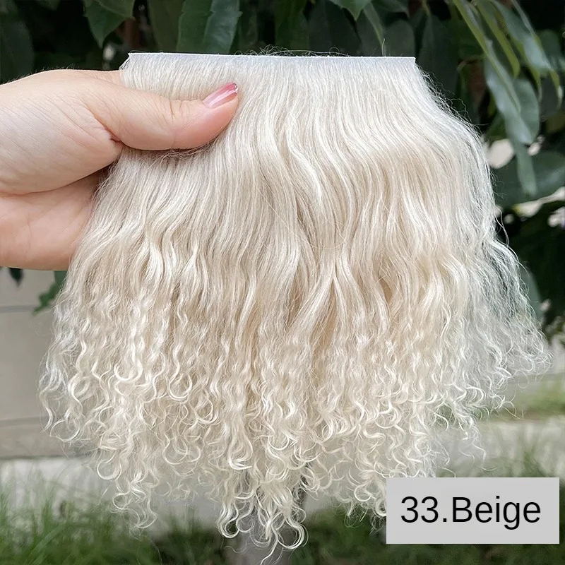 Hair Extensions Sheepskin Wool Lamb Mongolia Fur Pelt Hair Row Curly Hair Extensions BJD SD Blyth Dolls Wigs Wefts Accessories