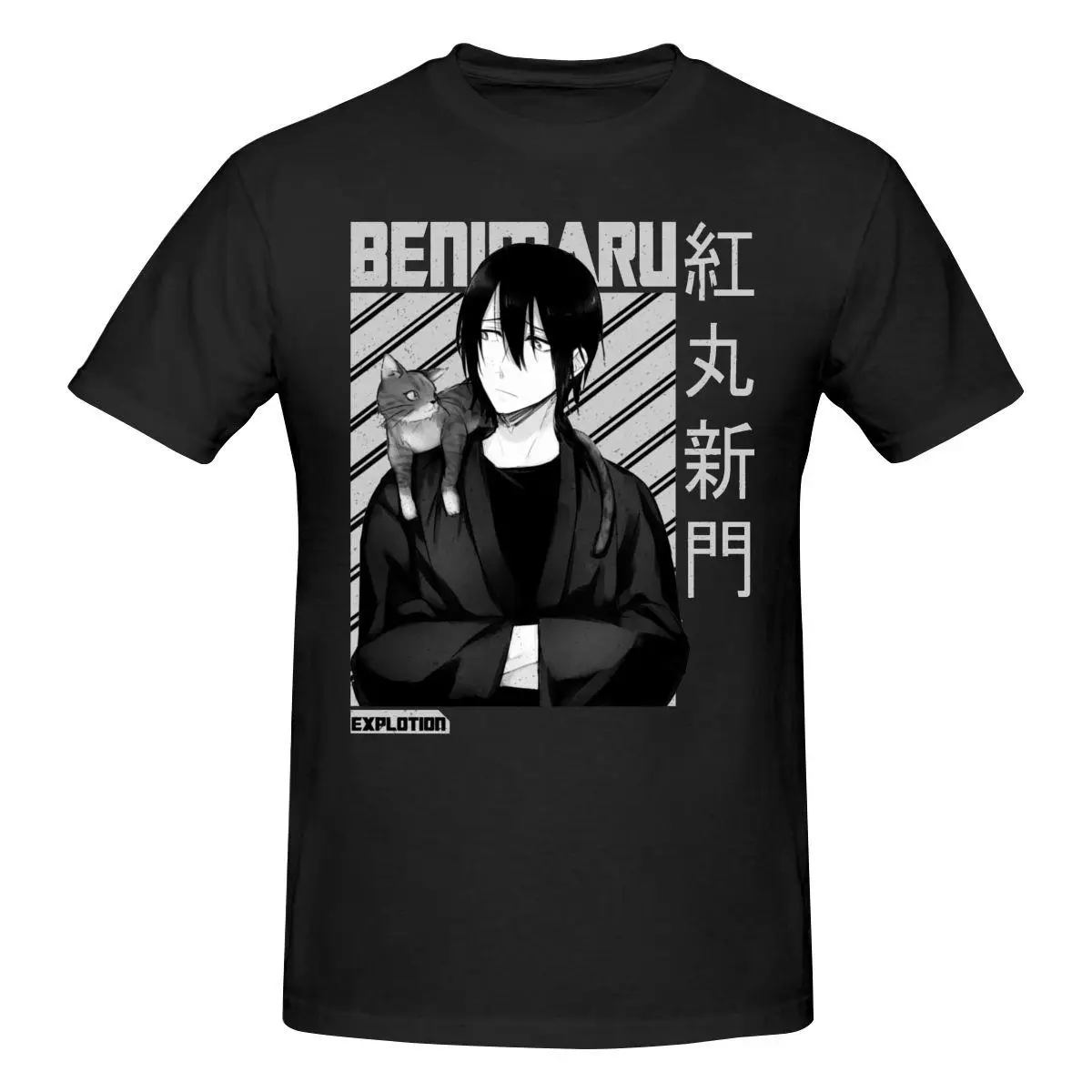 

Vintage Benimaru Fire Force Anime T Shirt O-neck Cotton Custom Short Sleeve T Shirt Men