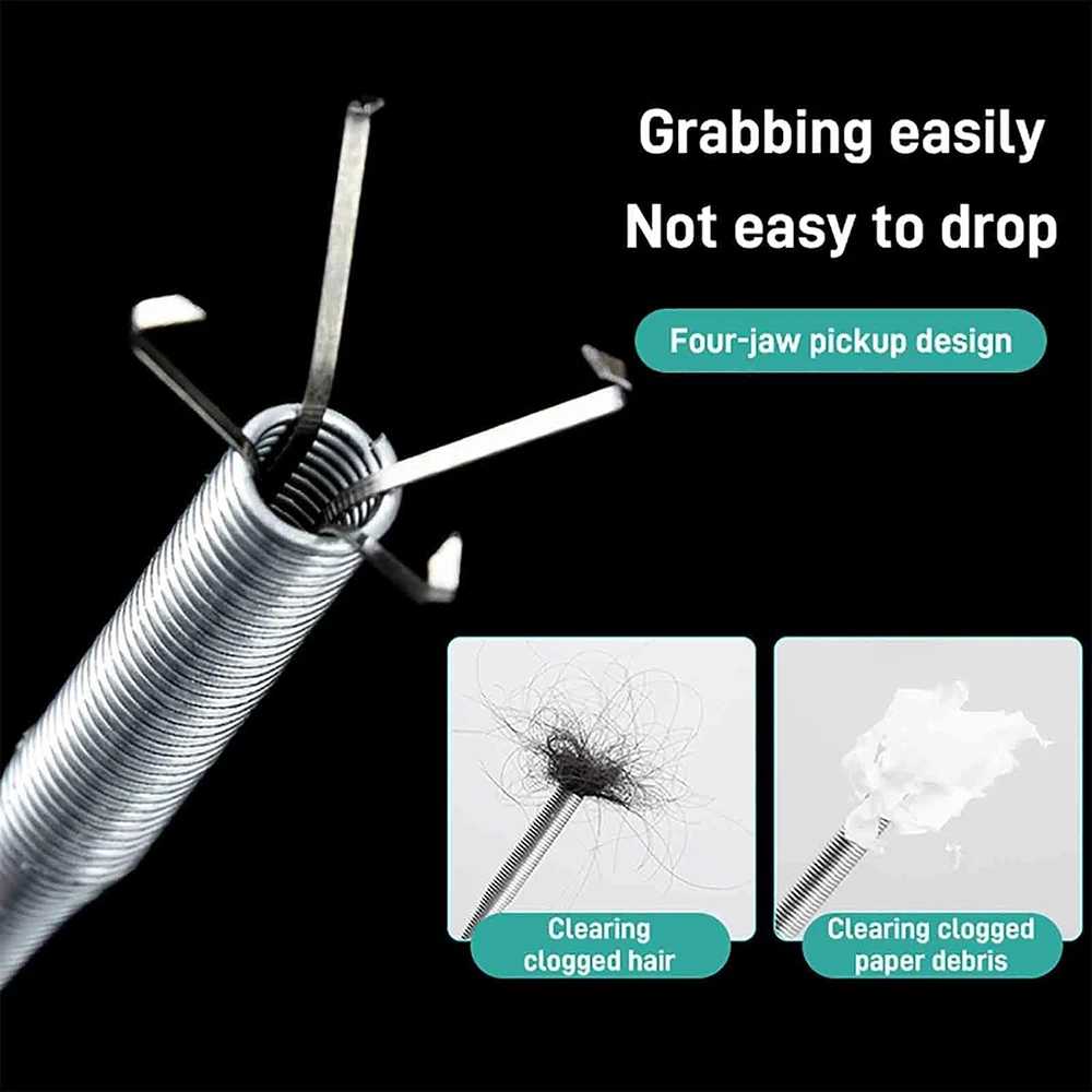 Sewer Pipe Unblocker Snake Spring Dredging Tool 60/90/160/200/300cm for Kitchen Bathroom Sewer Cleaning