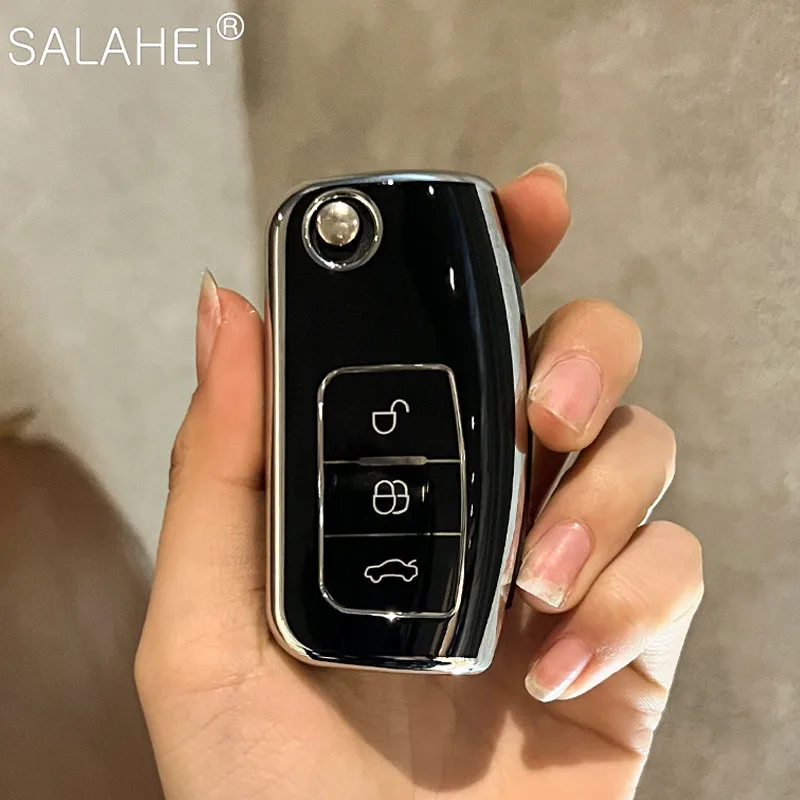 ontto Metall Schlüsselhülle Autoschlüssel Hülle Schutzhülle Cover Passt für Ford Kuga Focus Mk3 Mk4 Mondeo Fiesta Titanium Ecosport Transit MK8 Schlüsselbox Schlüsselanhänger 3 Taste-B Schwarz