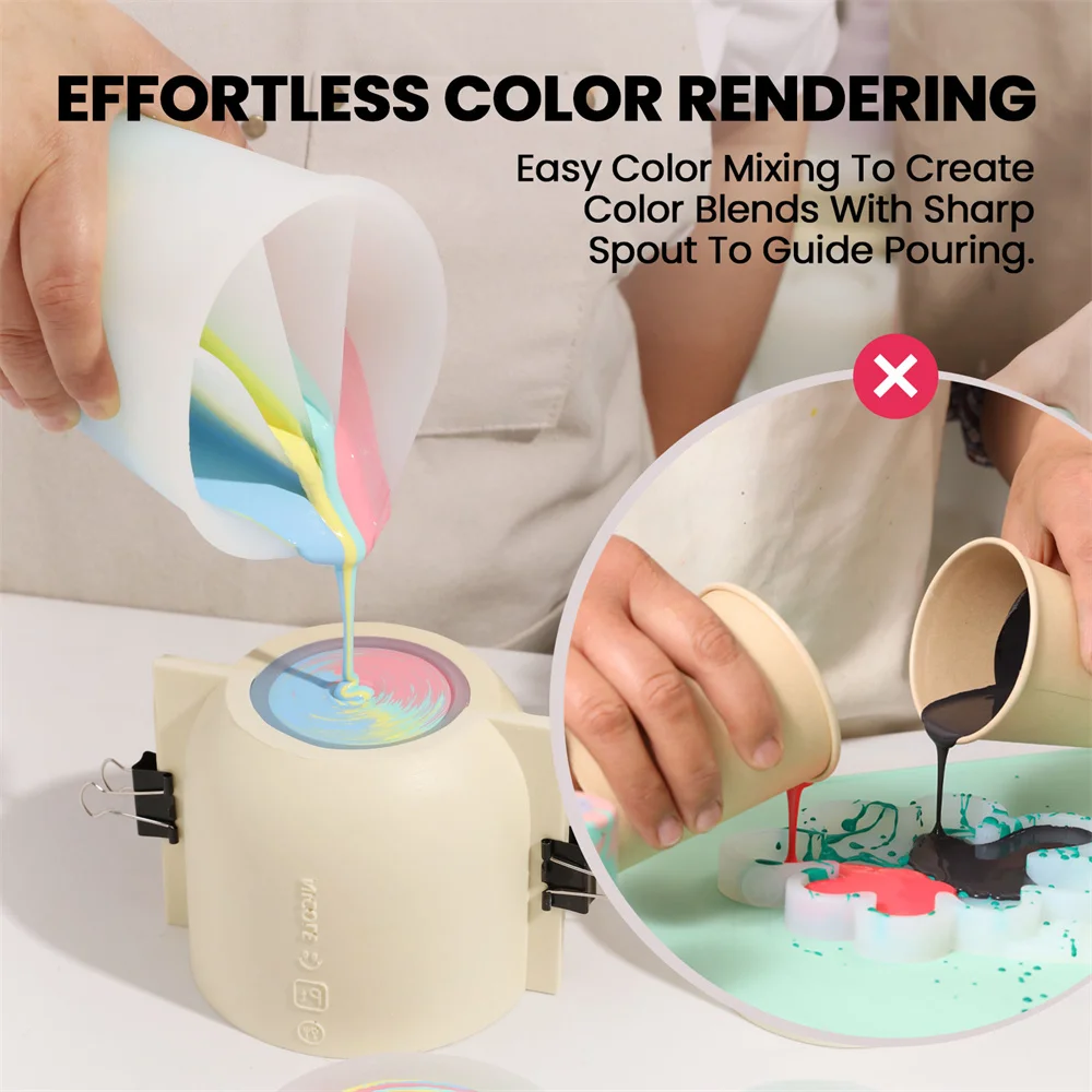 500ml Silicone Split Pouring Cups Non-Stick Mixing Cups Jesmonite/Resin/Fluid Painting