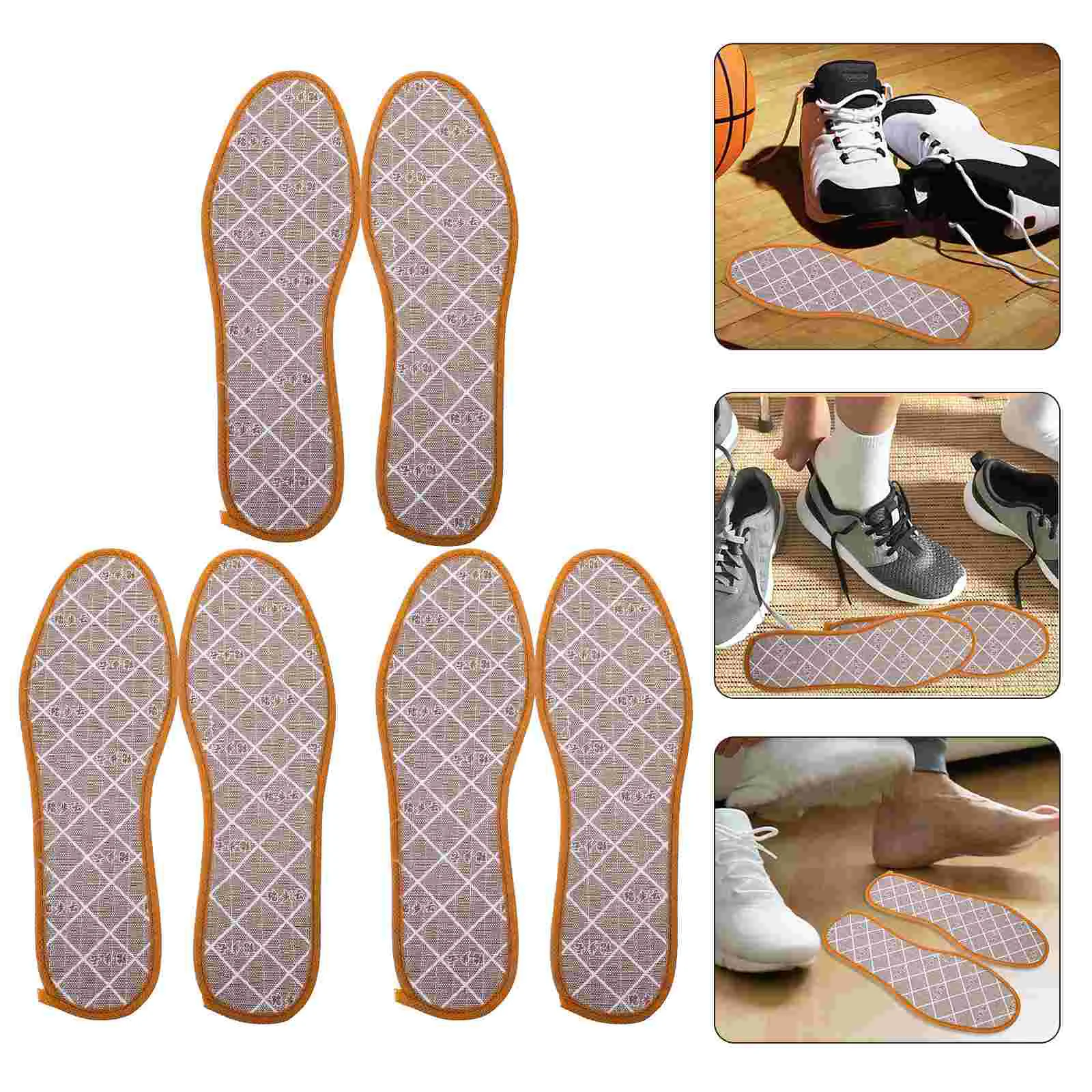 

3 Pairs Sports Insoles Bamboo Charcoal Deodorant Shoe Inserts Cushions Foot Care Pads Absorb Sweat