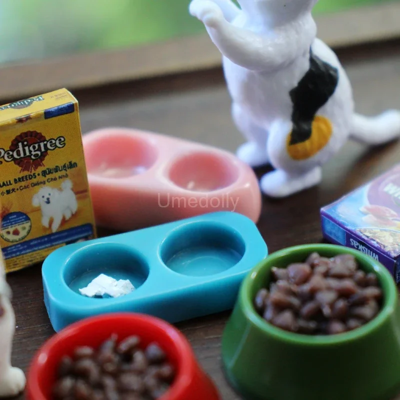 Cute 1:12 Scale Miniature Dollhouse Dog Cat Food Mini Pet House