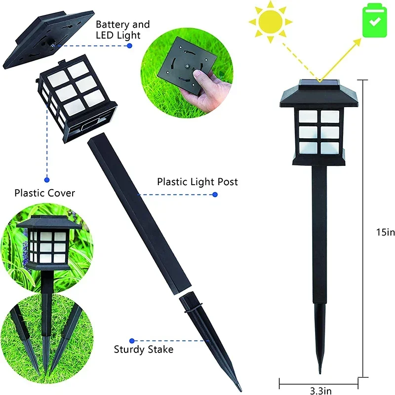2/4/6/8Pcs Solar LED Pathway Lights Outdoor Waterproof Walkway Garden Decor Street Lamp for Landscape Yard Patio Driveway 4